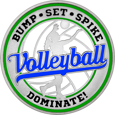Royal Blue "Volleyball" with Green Outer Circular Borders